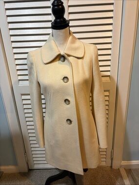 Ann Taylor Cream Pea Coat with Large Buttons
